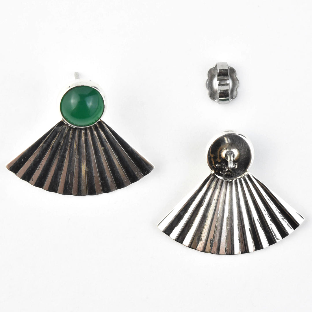 Retro Silver Fan Earrings - Goldmakers Fine Jewelry