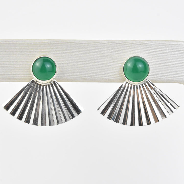 Retro Silver Fan Earrings - Goldmakers Fine Jewelry