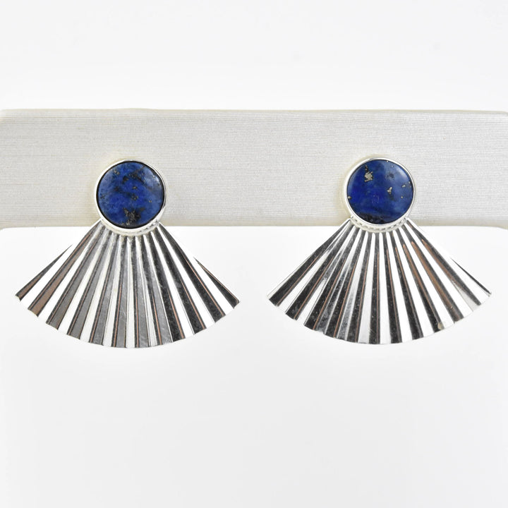 Retro Silver Fan Earrings - Goldmakers Fine Jewelry