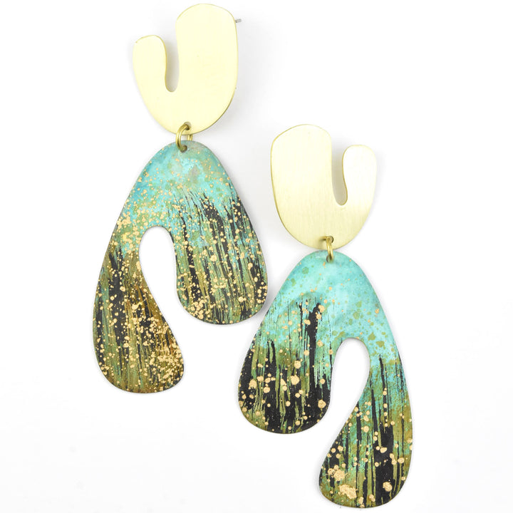 Fauvism Large Earrings in Forest