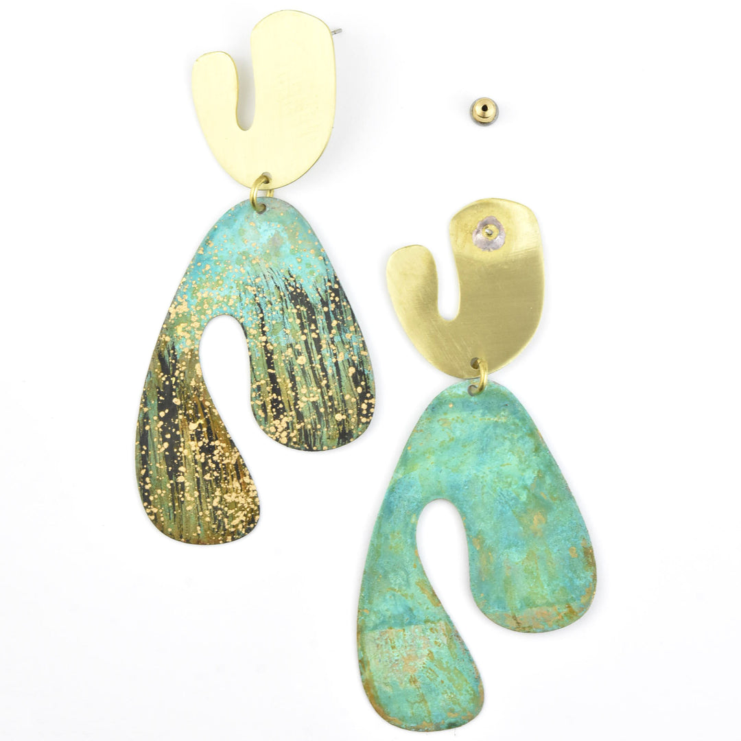 Fauvism Large Earrings in Forest