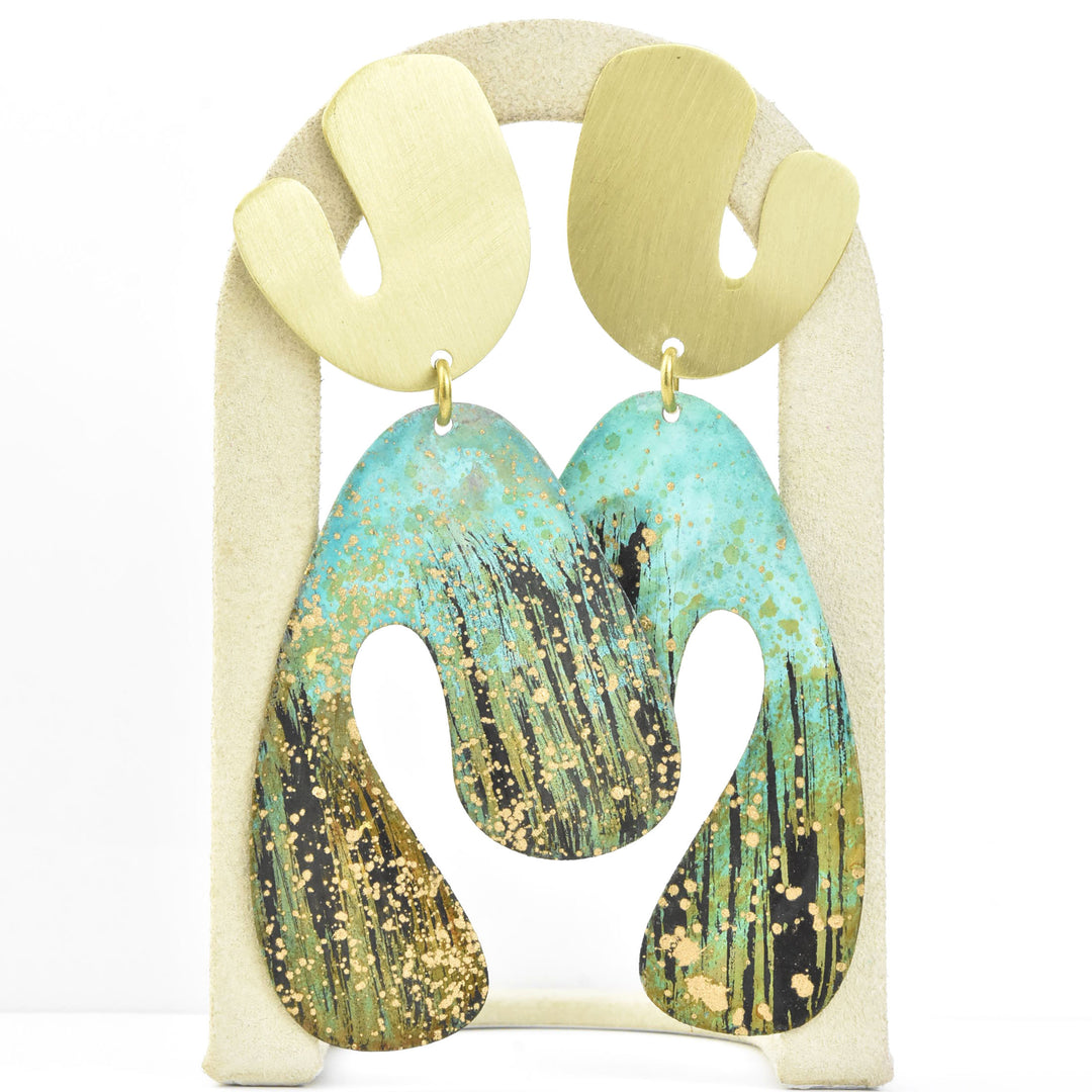 Fauvism Large Earrings in Forest