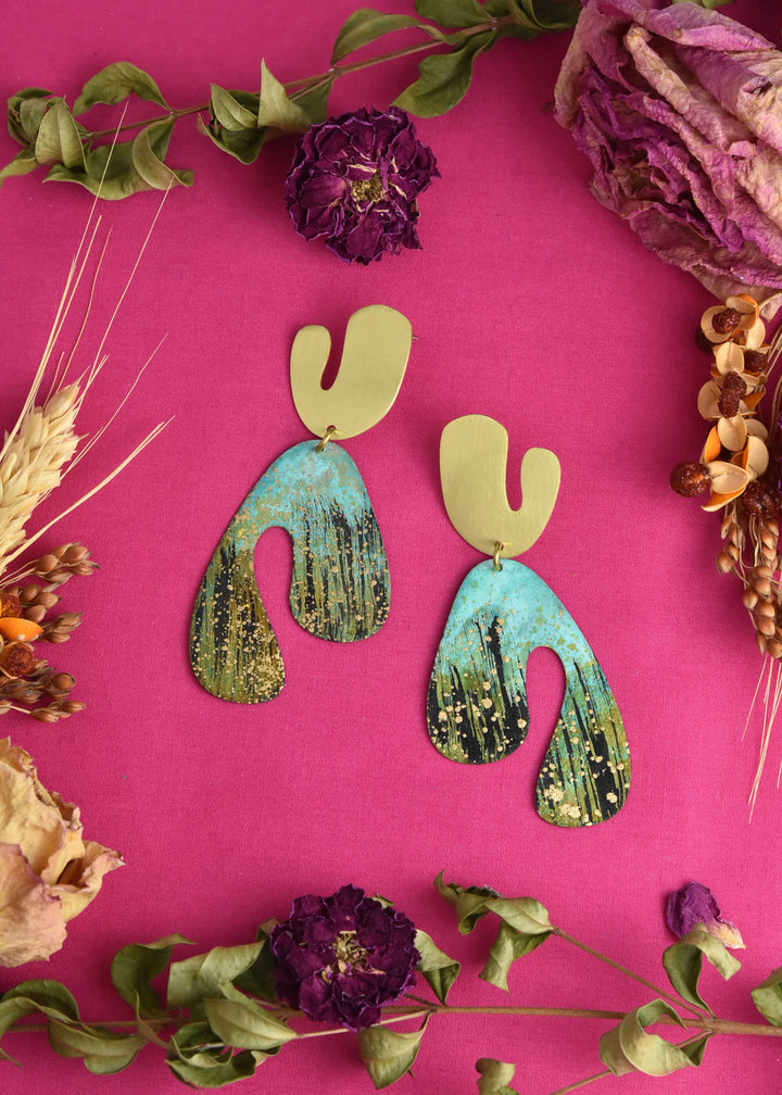 Fauvism Large Earrings in Forest