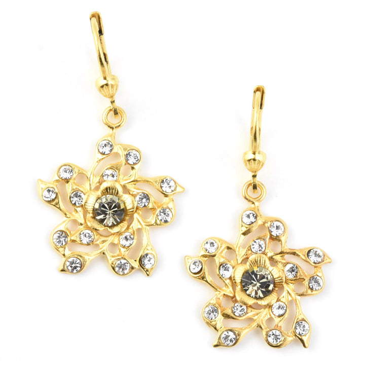 Crystal Filigree Flower Earrings