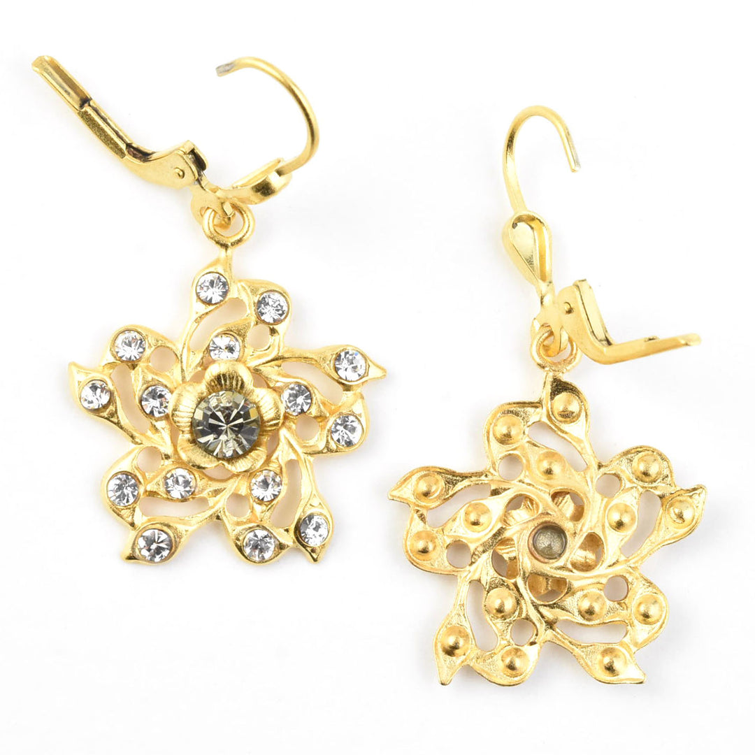 Crystal Filigree Flower Earrings