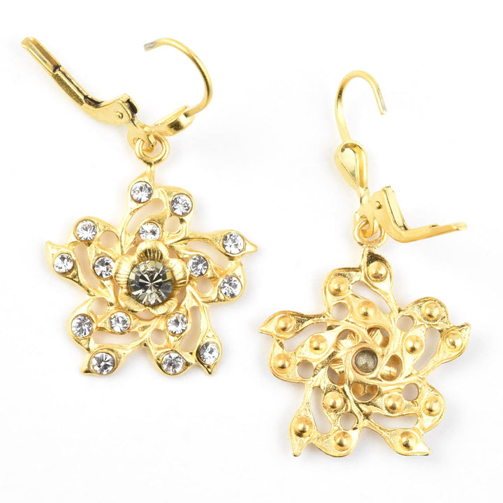 Crystal Filigree Flower Earrings