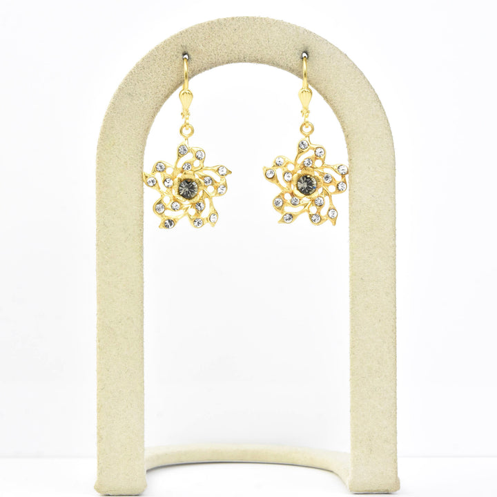 Crystal Filigree Flower Earrings