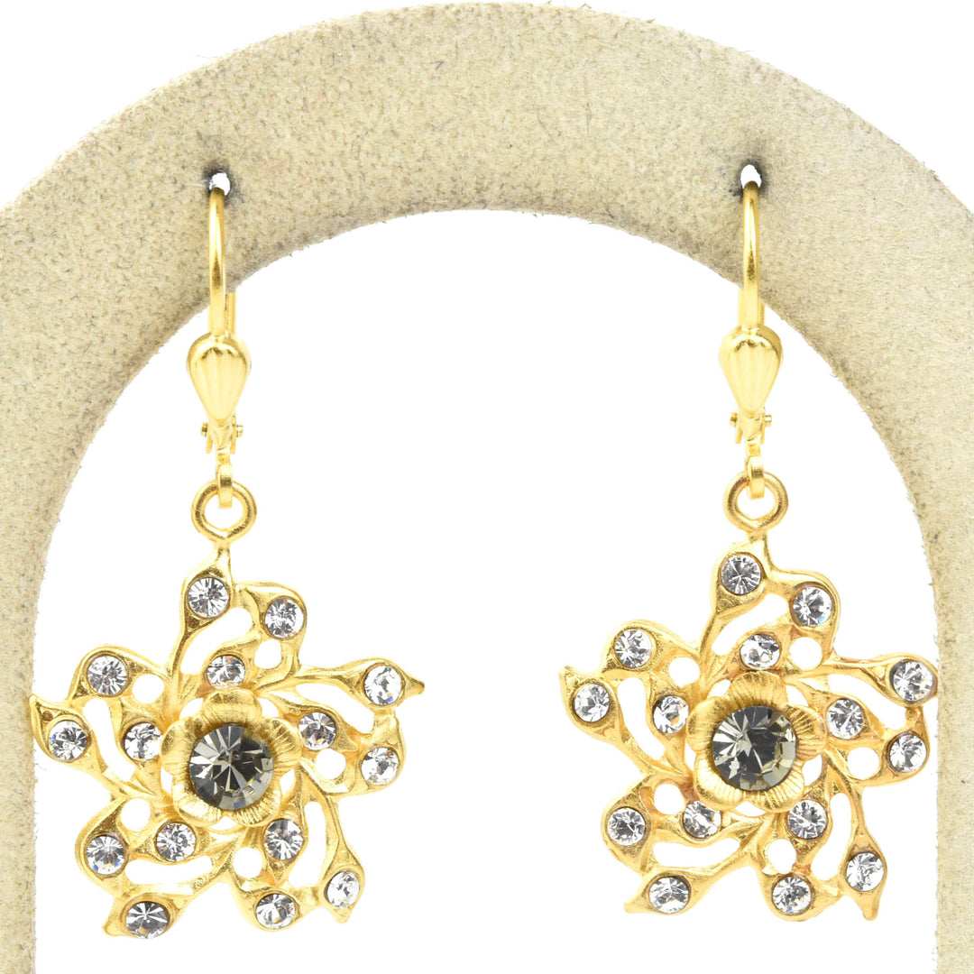 Crystal Filigree Flower Earrings