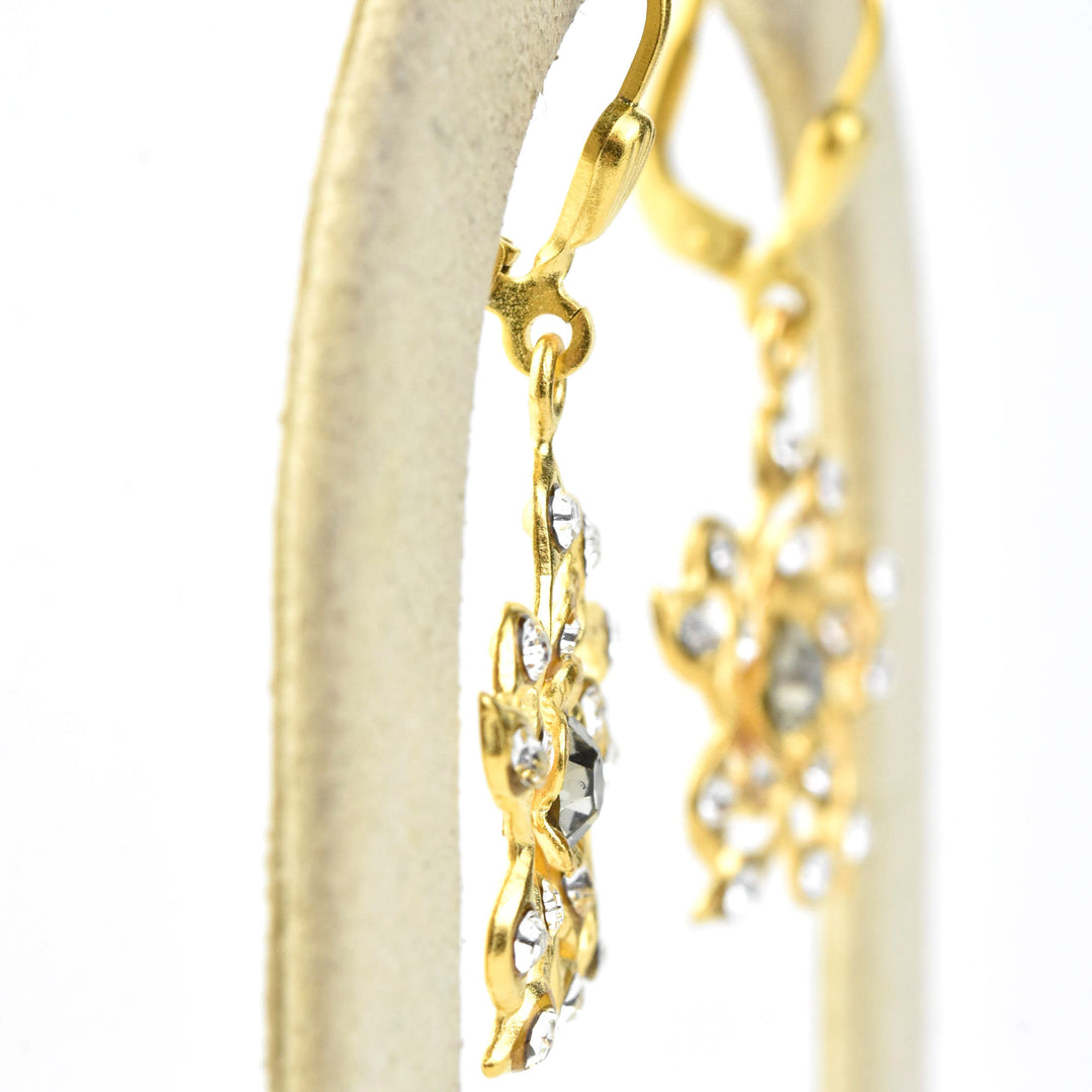 Crystal Filigree Flower Earrings