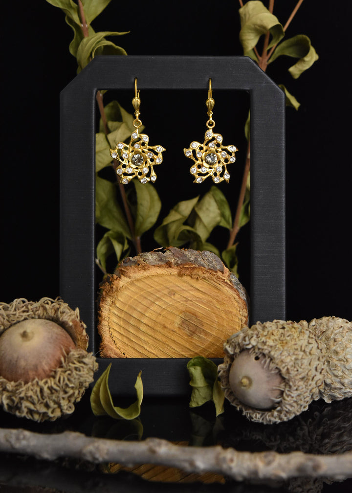 Crystal Filigree Flower Earrings
