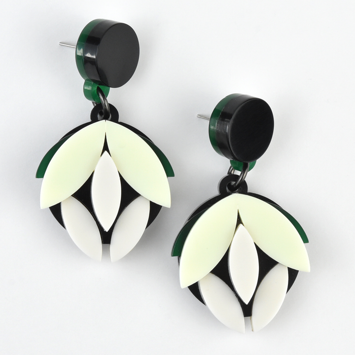 Circa Natura Flora Earrings in Green - Goldmakers Fine Jewelry
