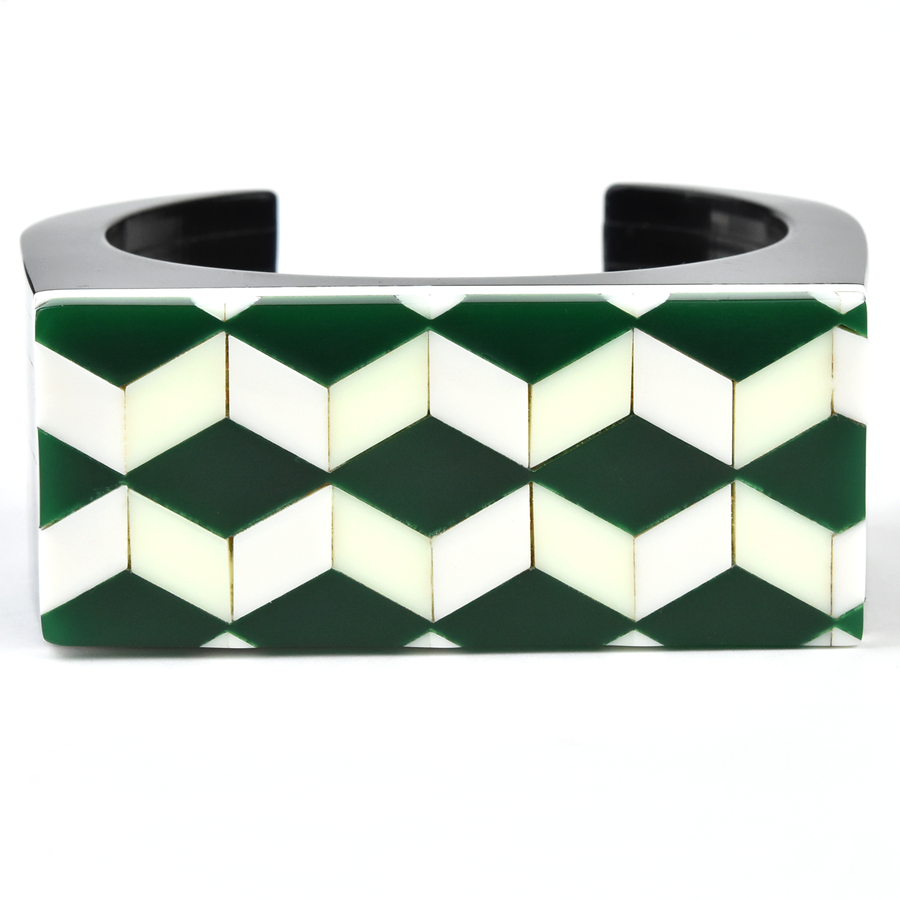 Ideal La Flor Cuff in Green - Goldmakers Fine Jewelry