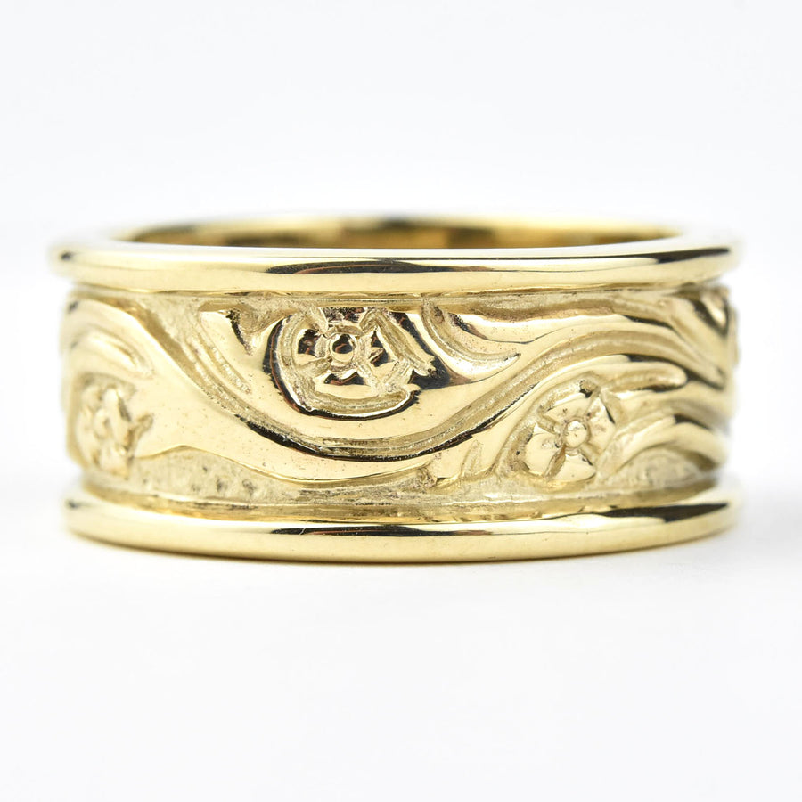 Floral Wave Gents Band in Gold - Goldmakers Fine Jewelry