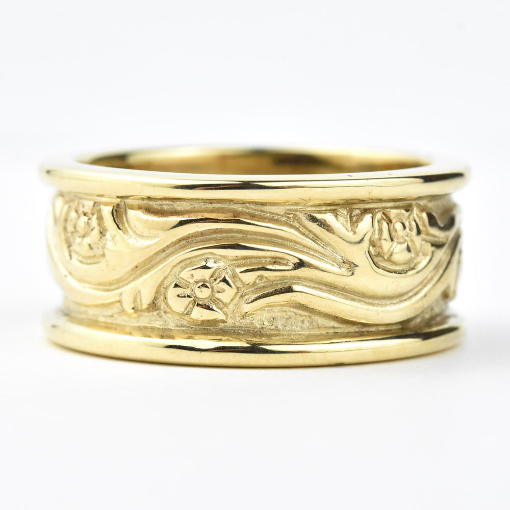 Floral Wave Gents Band in Gold - Goldmakers Fine Jewelry