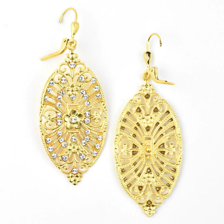 Gold Plate Floral Filigree Drops