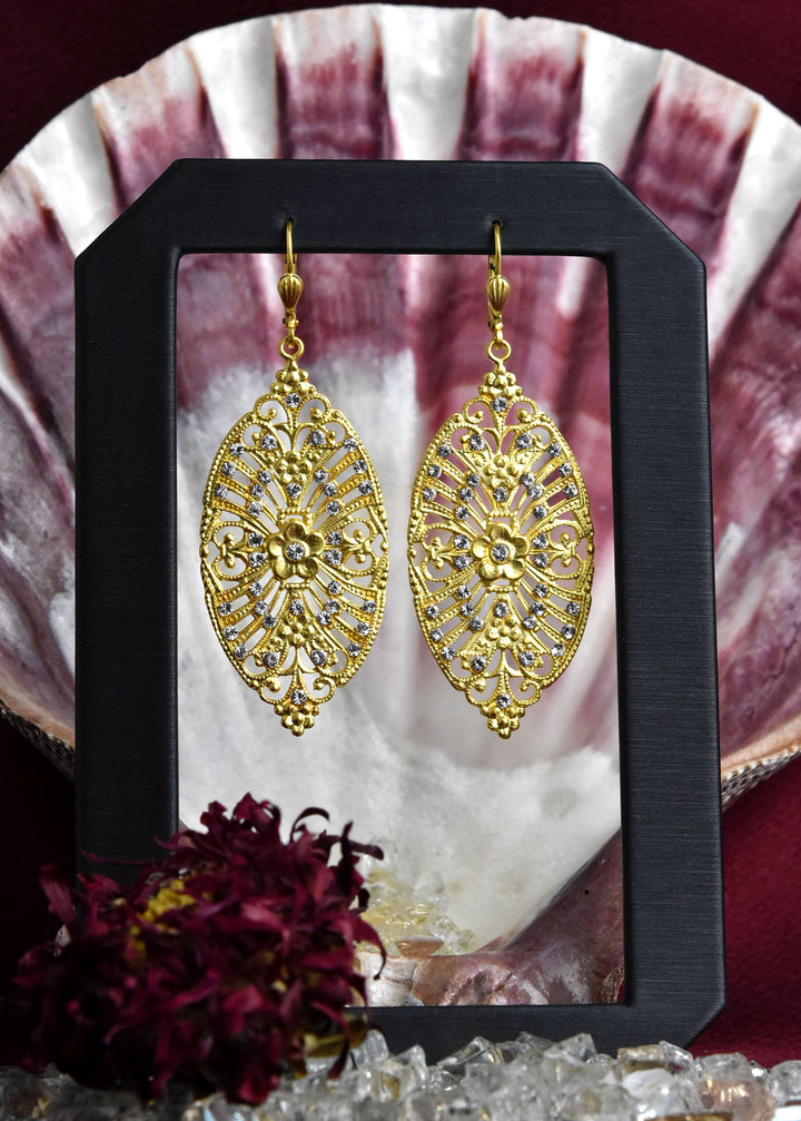 Gold Plate Floral Filigree Drops