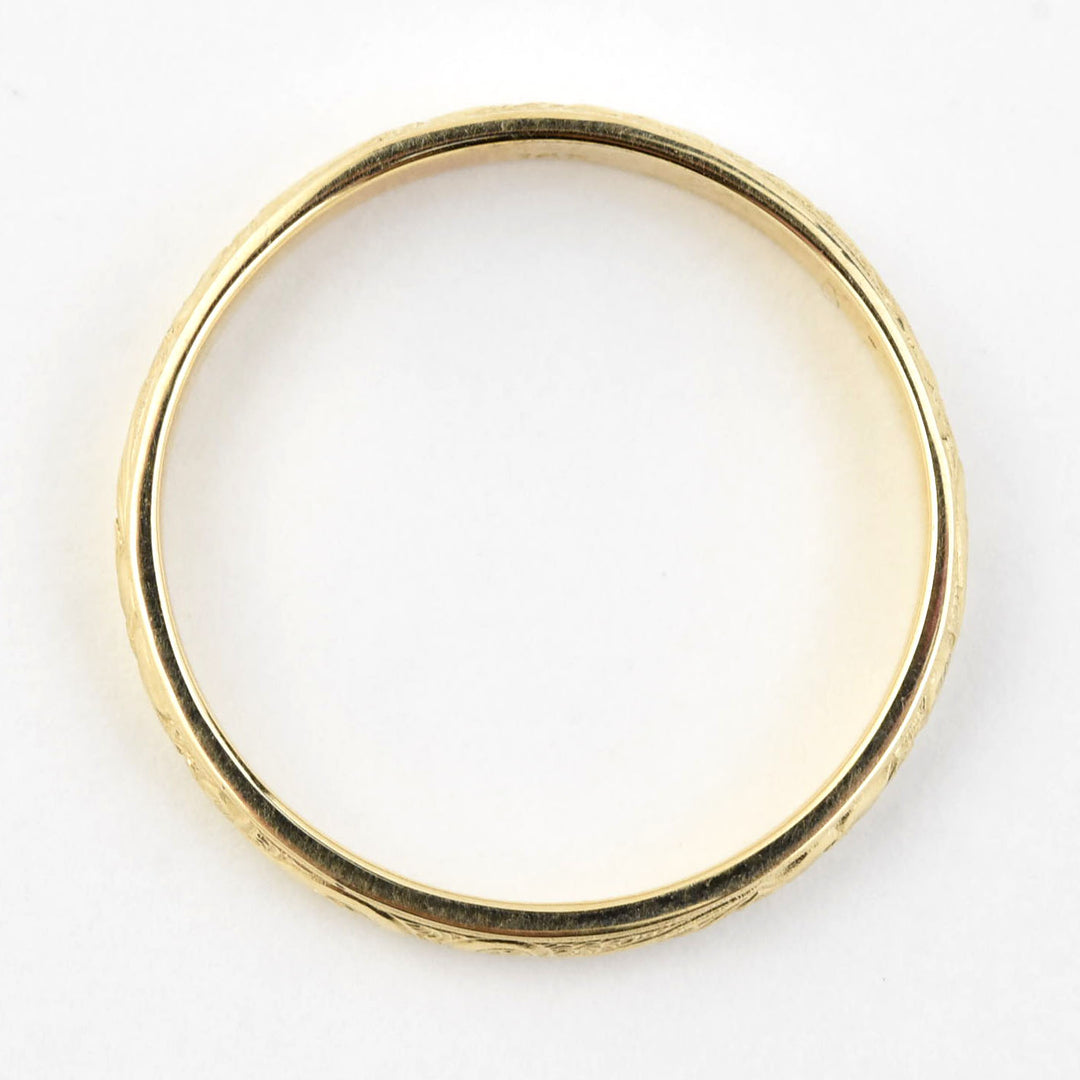 Flower and Scroll Band in 14K Yellow Gold