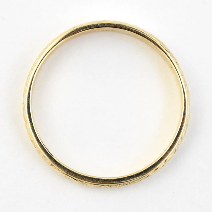 Flower and Scroll Band in 14K Yellow Gold