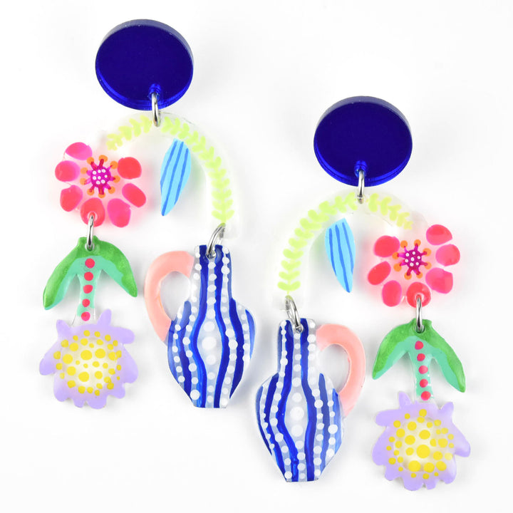 Flowers Flowing from Vase Earrings