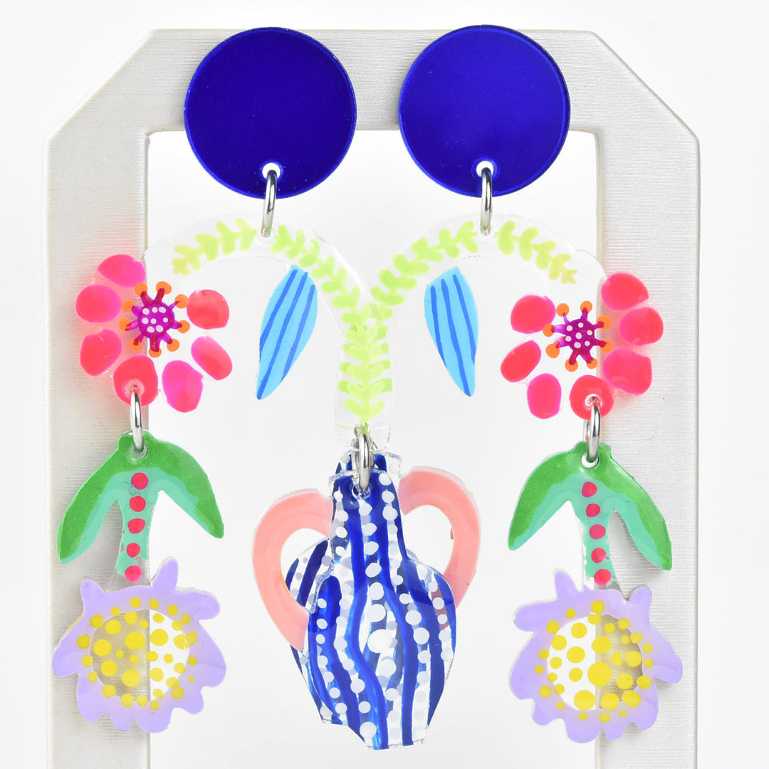 Flowers Flowing from Vase Earrings