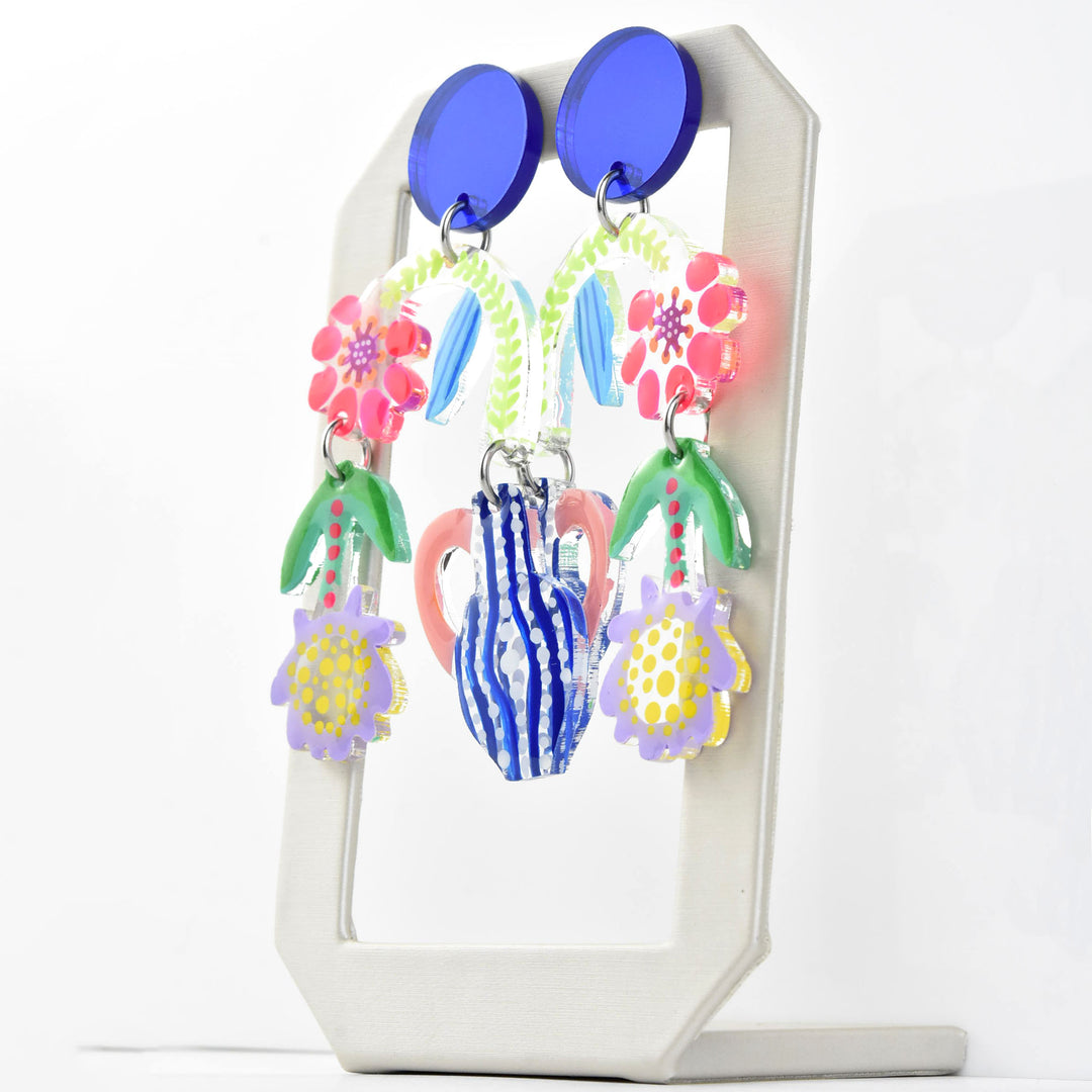 Flowers Flowing from Vase Earrings