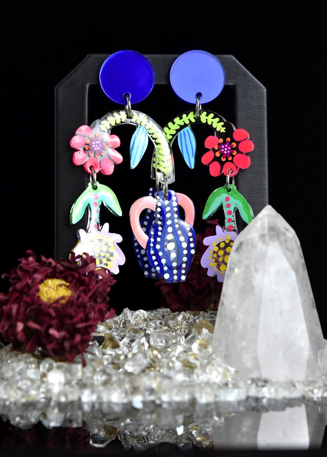 Flowers Flowing from Vase Earrings