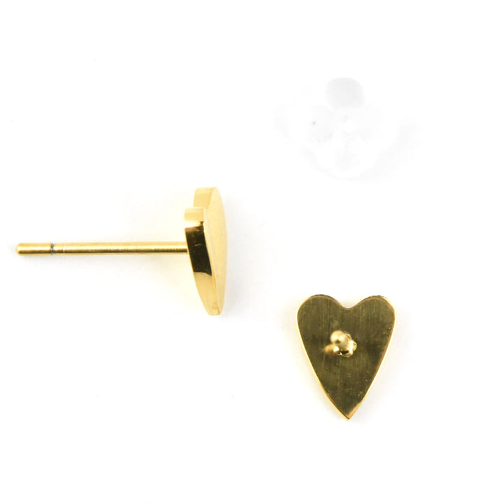 Folded Heart Studs, Gold Plated - Goldmakers Fine Jewelry