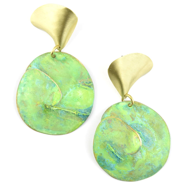 Fossil Earrings in Moss Green