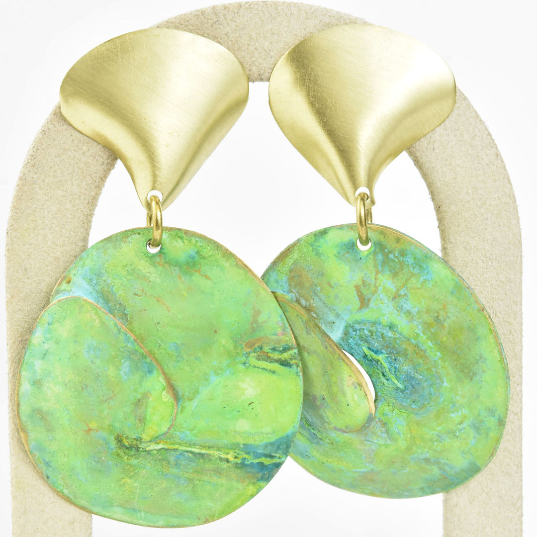 Fossil Earrings in Moss Green
