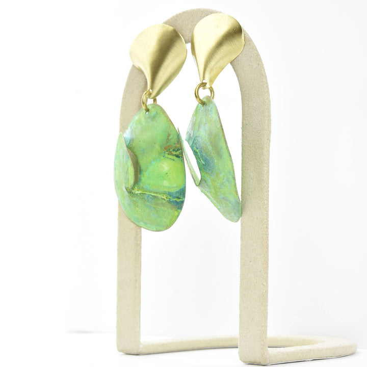 Fossil Earrings in Moss Green