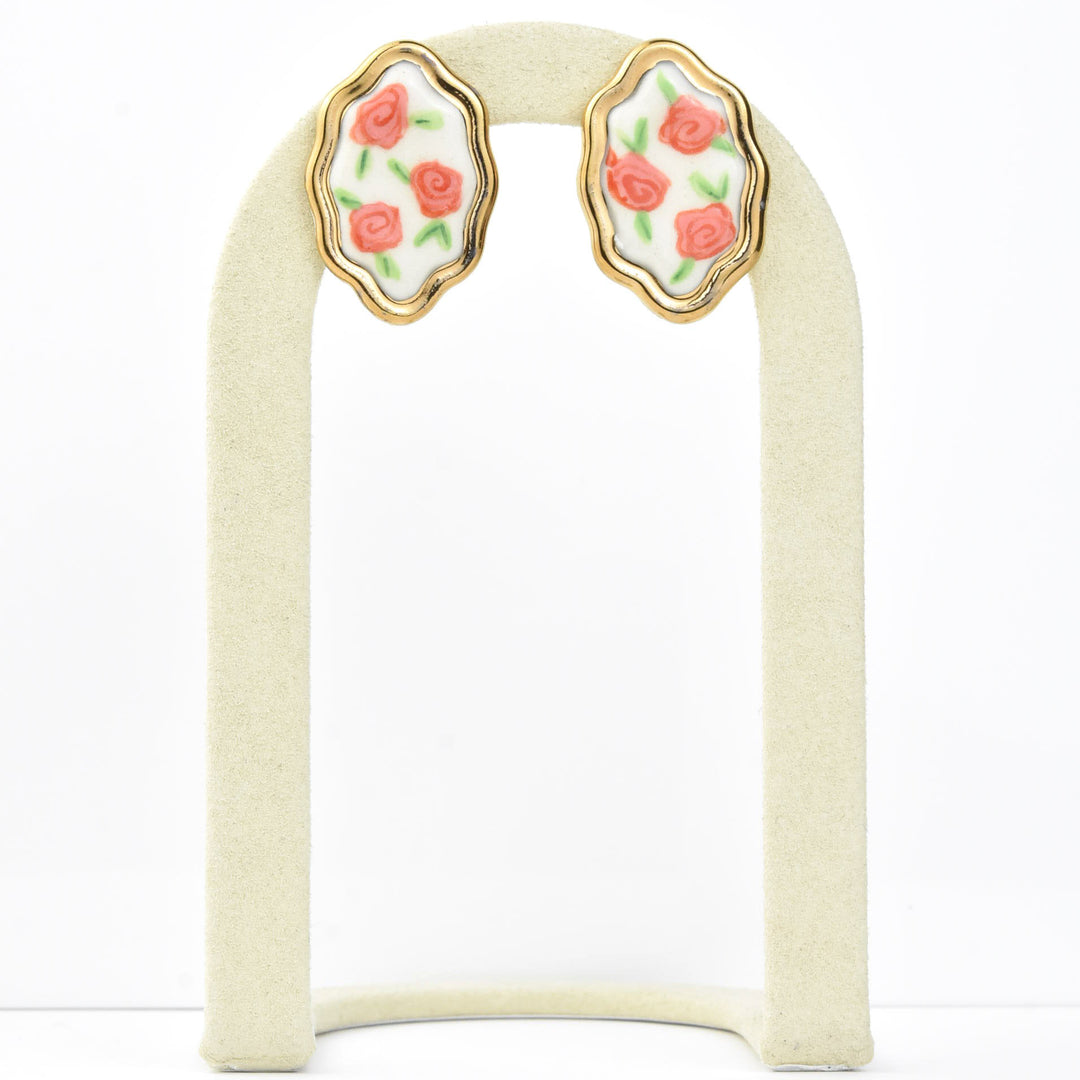 Framed Floral Rose Studs - Goldmakers Fine Jewelry