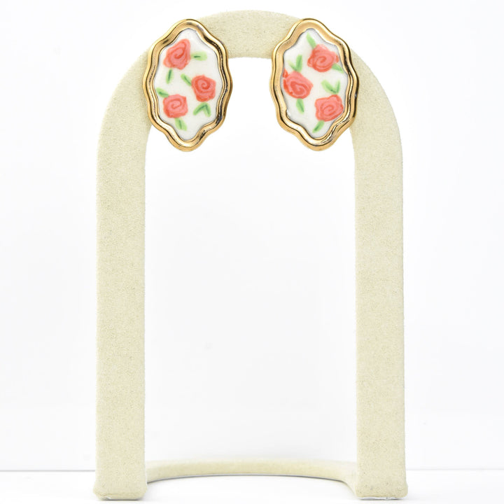 Framed Floral Rose Studs - Goldmakers Fine Jewelry