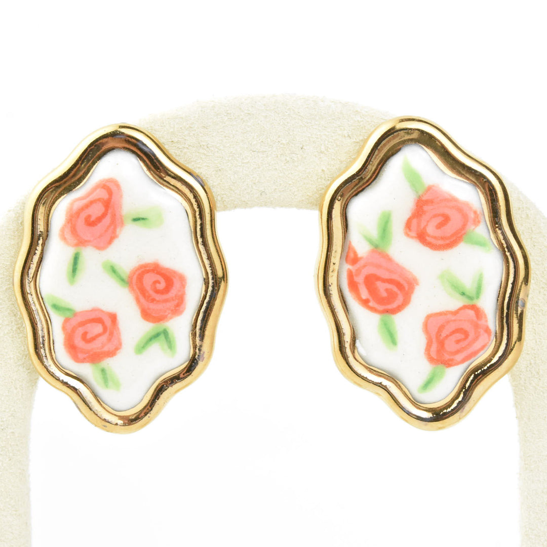 Framed Floral Rose Studs - Goldmakers Fine Jewelry