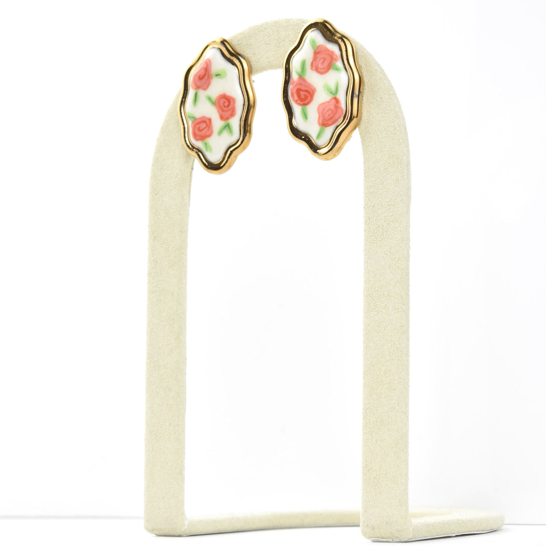 Framed Floral Rose Studs - Goldmakers Fine Jewelry