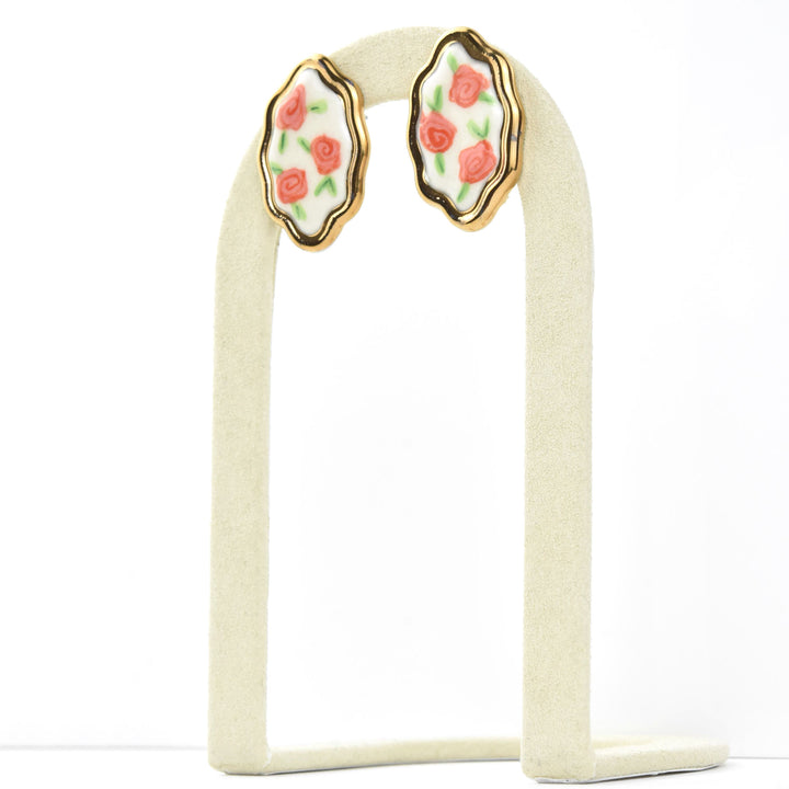 Framed Floral Rose Studs - Goldmakers Fine Jewelry