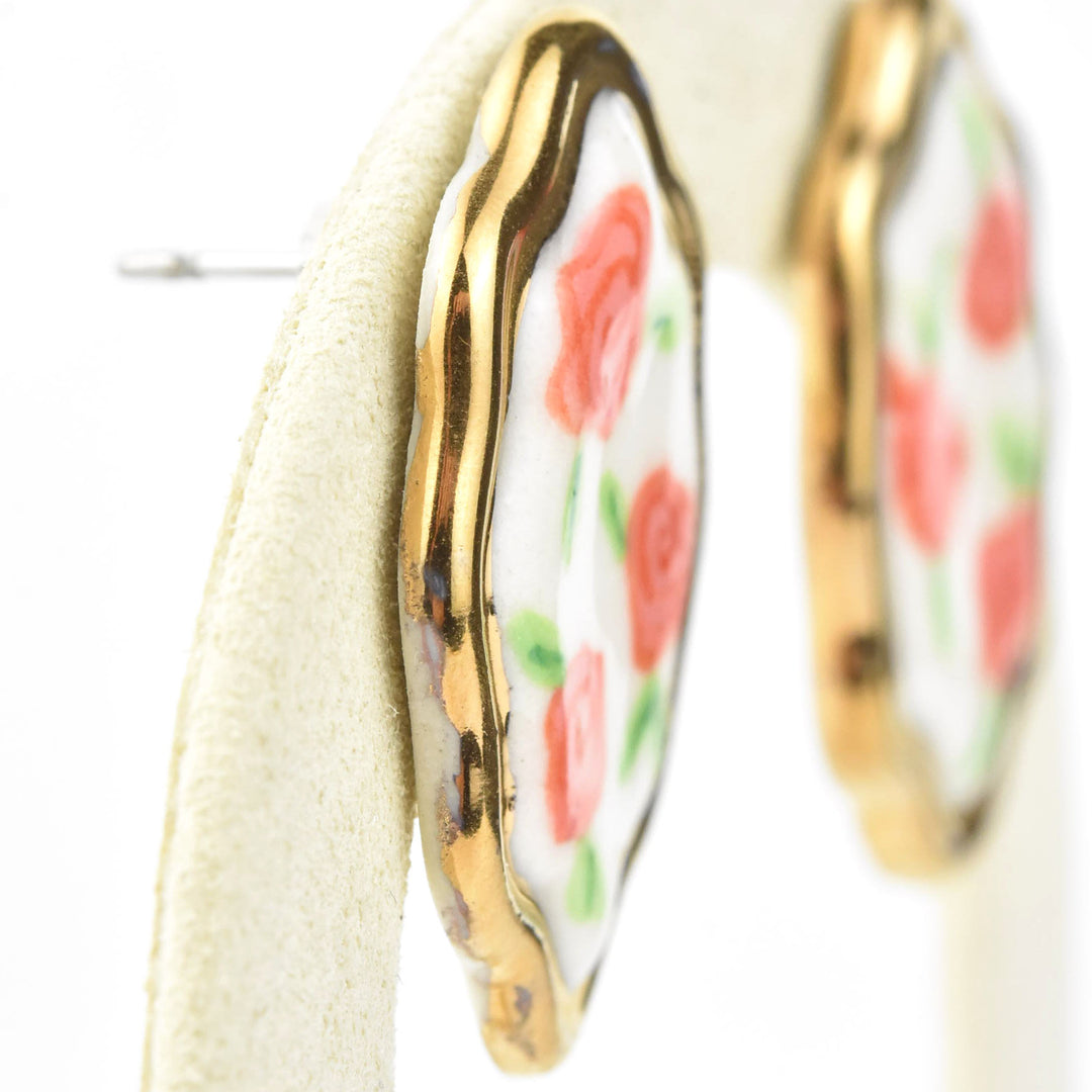 Framed Floral Rose Studs - Goldmakers Fine Jewelry