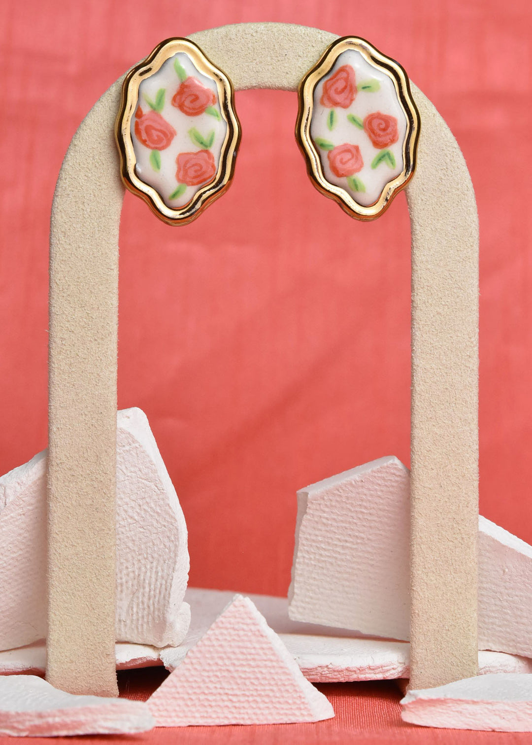 Framed Floral Rose Studs - Goldmakers Fine Jewelry