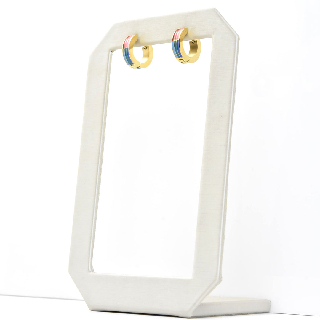 Freedom Stripes Chunky Huggie Hoops - Goldmakers Fine Jewelry