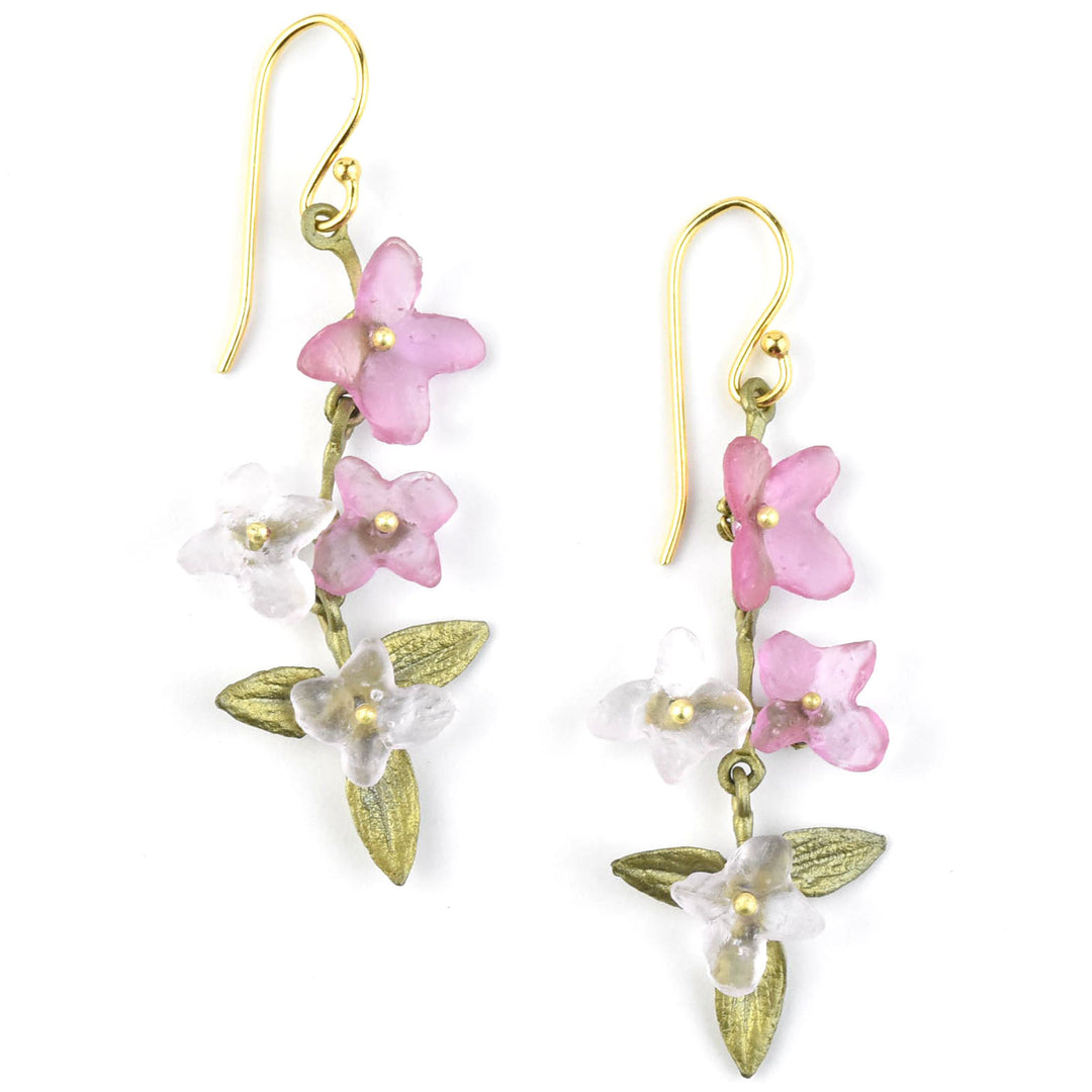 Pink Hydrangea Petal French Wire Earrings - Goldmakers Fine Jewelry