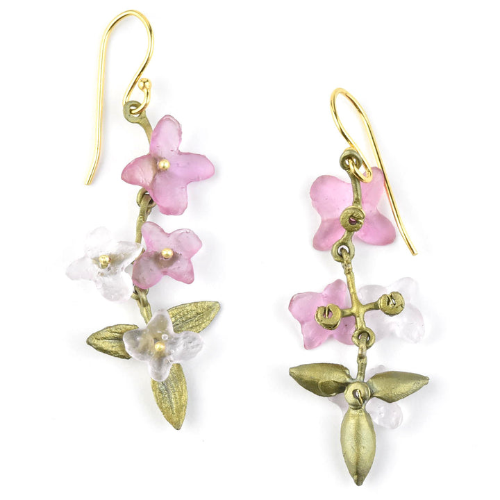 Pink Hydrangea Petal French Wire Earrings - Goldmakers Fine Jewelry