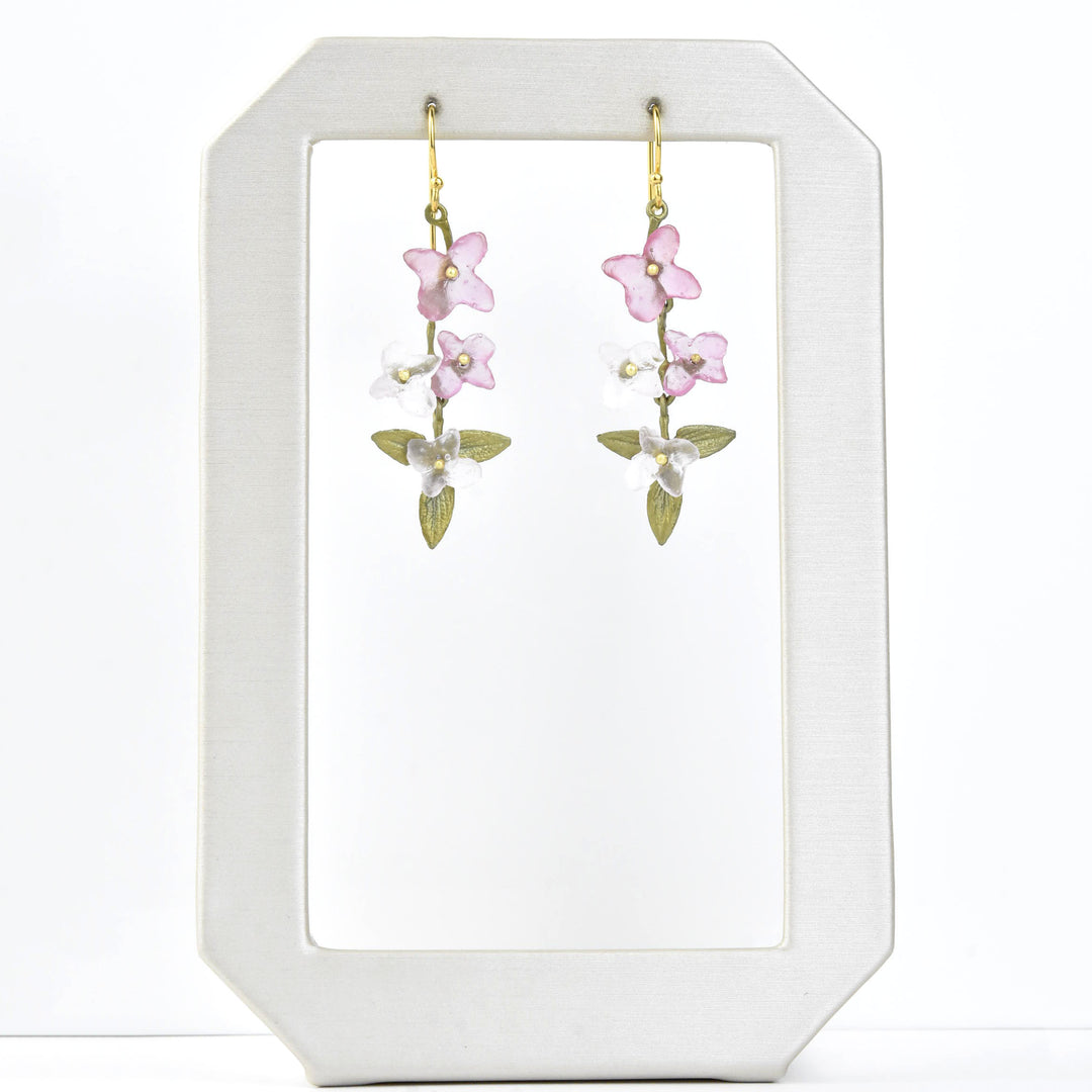 Pink Hydrangea Petal French Wire Earrings - Goldmakers Fine Jewelry