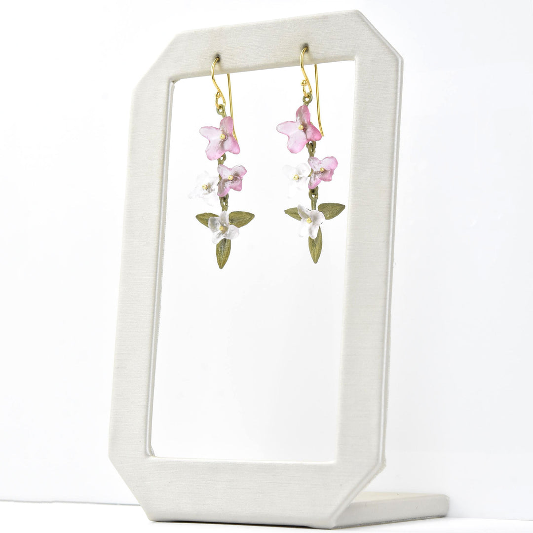 Pink Hydrangea Petal French Wire Earrings - Goldmakers Fine Jewelry