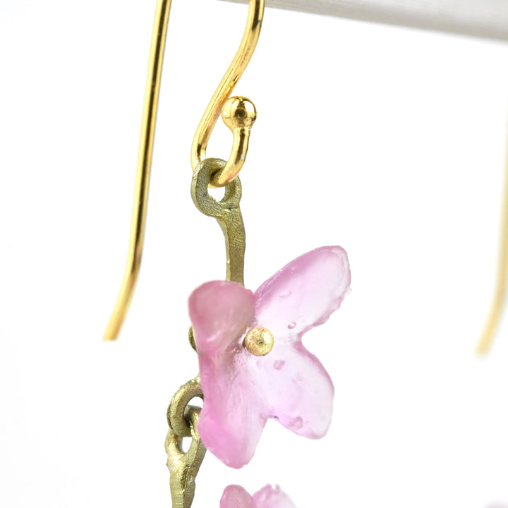 Pink Hydrangea Petal French Wire Earrings - Goldmakers Fine Jewelry