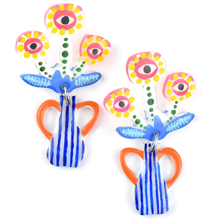 Funky Alien Eye Vase Earrings