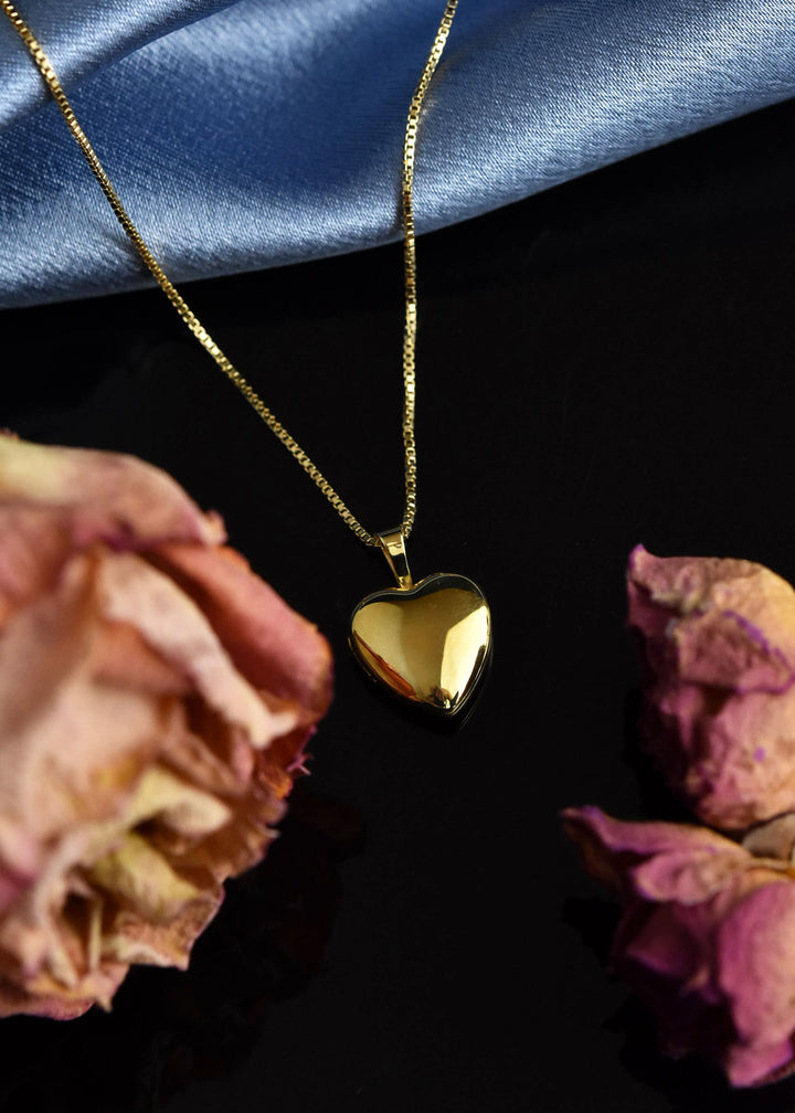 Gold Filled Heart Locket with Venetian Box Chain - Goldmakers Fine Jewelry