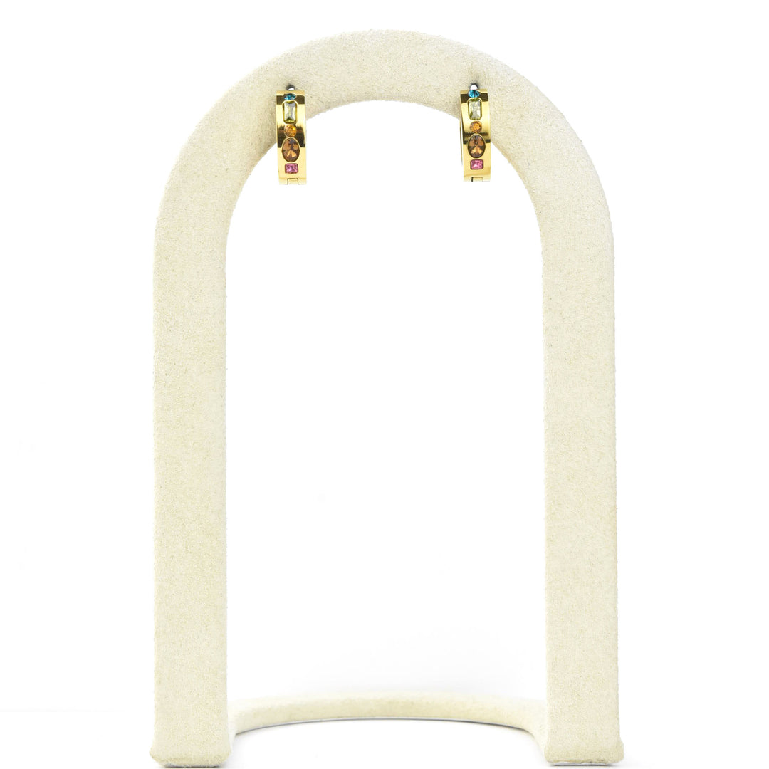 Gemstone Chunky Huggie Hoops - Goldmakers Fine Jewelry