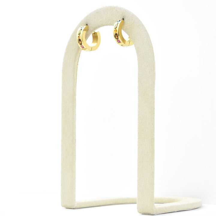 Gemstone Chunky Huggie Hoops - Goldmakers Fine Jewelry
