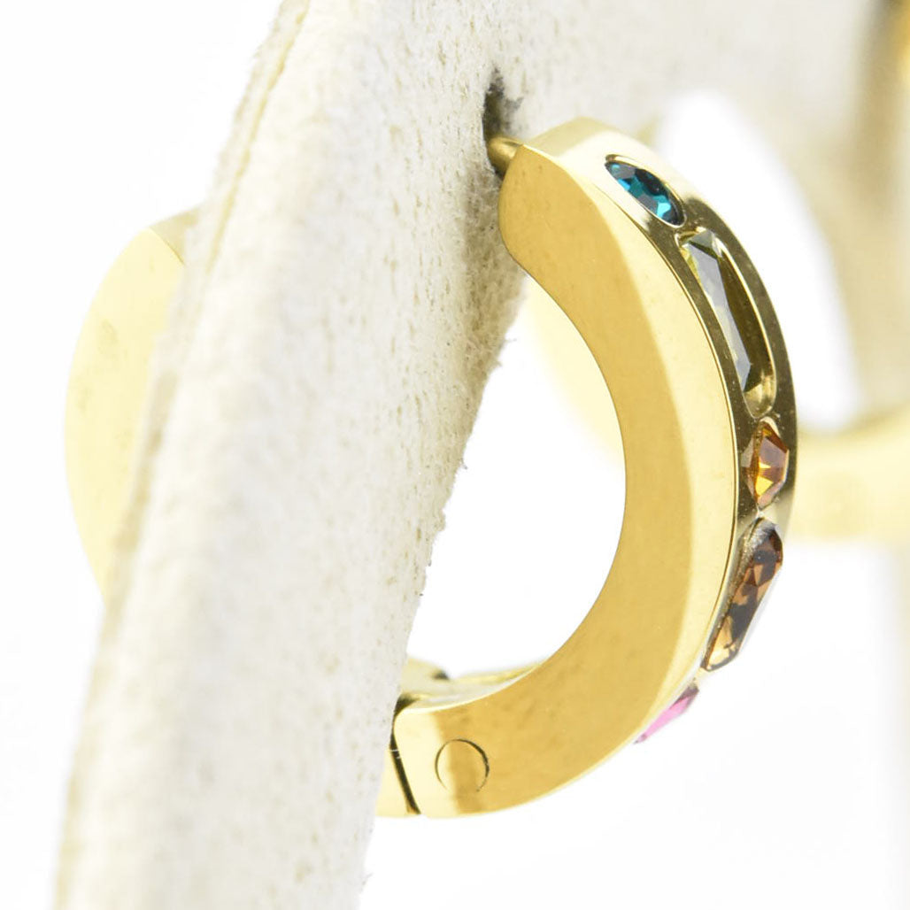Gemstone Chunky Huggie Hoops - Goldmakers Fine Jewelry