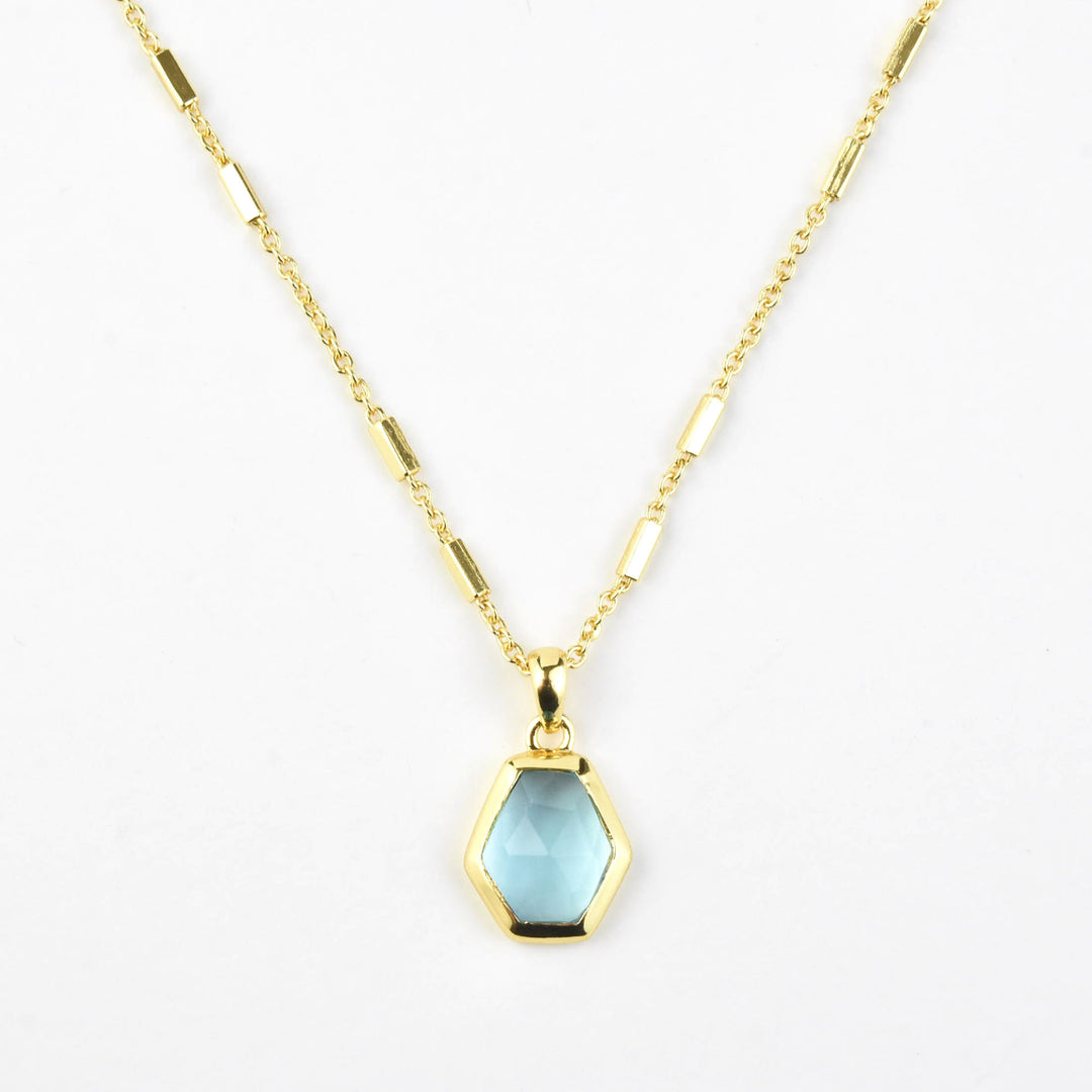 Geometric Blue Topaz Necklace