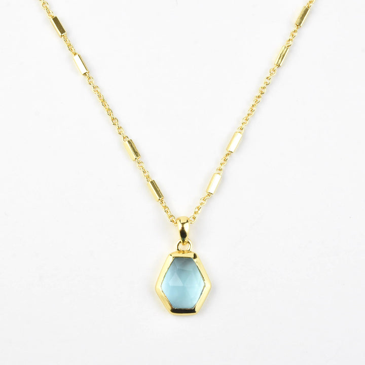 Geometric Blue Topaz Necklace